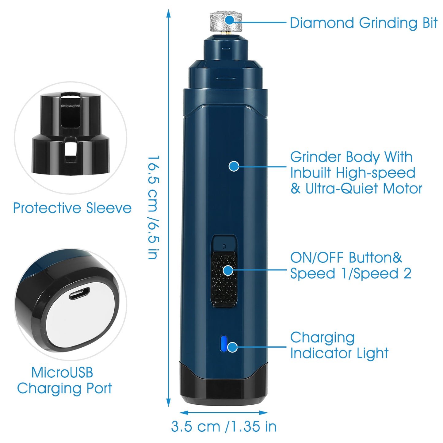 Whisper Pet Nail Grinder — Diamond Bit